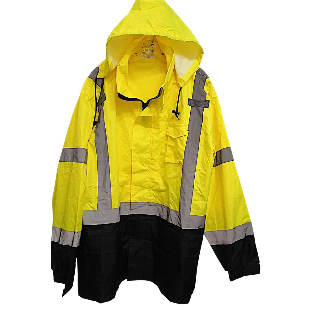 Hi Visability Waterproof Safety Jacket Men's 2X 3XL Yellow ANSI Class 3 Hood